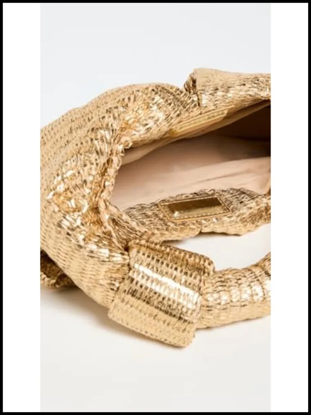 Metallic Raffia Lopsy Bag with Top Handle Knot Details